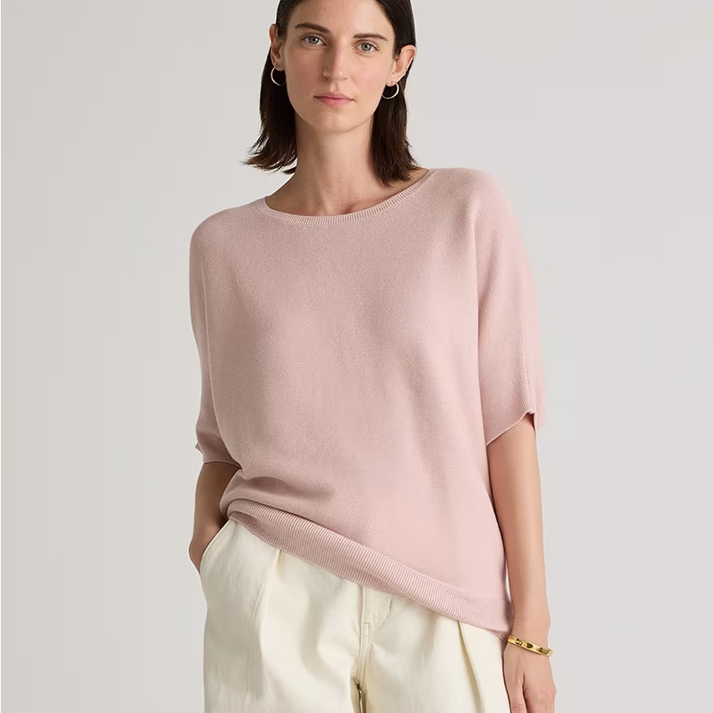 Lightweight Cotton Cashmere Link-Stitch Dolman Sweater